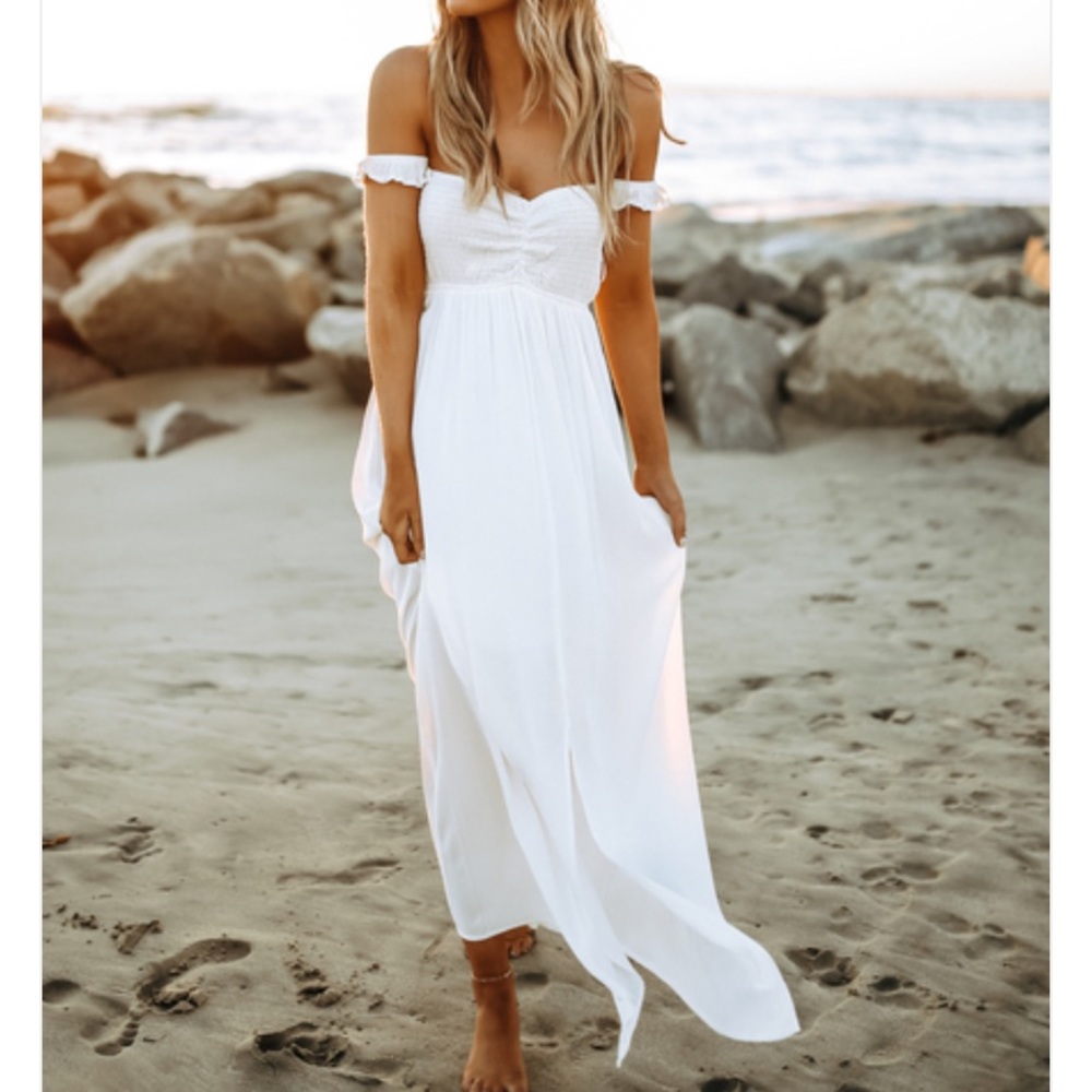 Off the shoulder white dress